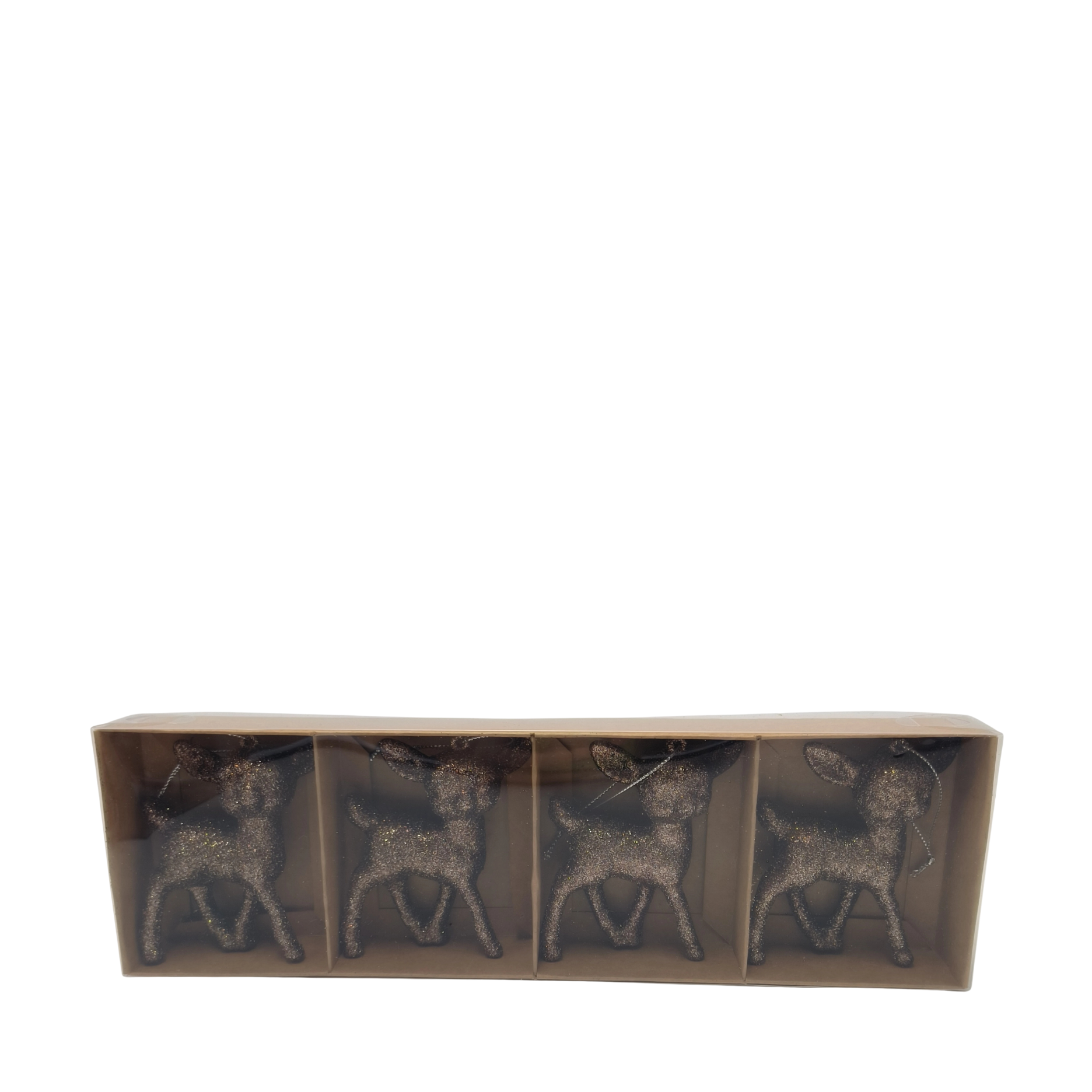 Set mit 4 Bambi-Weihnachtskugeln mit Glitzer